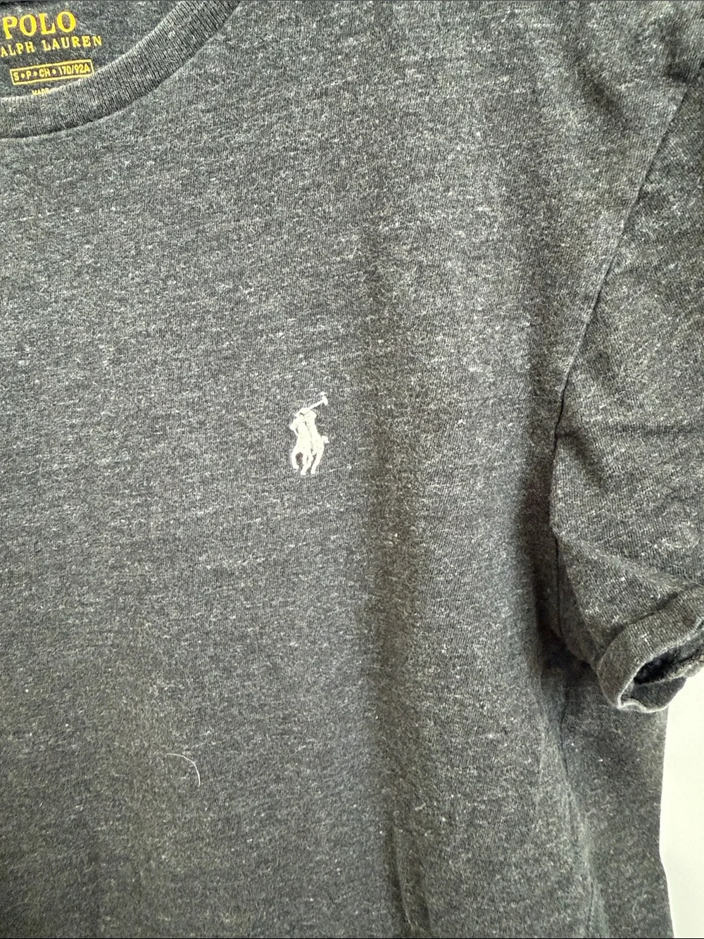 Polo by Ralph Lauren Dark Heather Black Crew Tee with White Pony